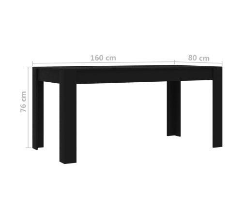 vidaXL Mesa de comedor de madera de ingeniería negra 160x80x76 cm