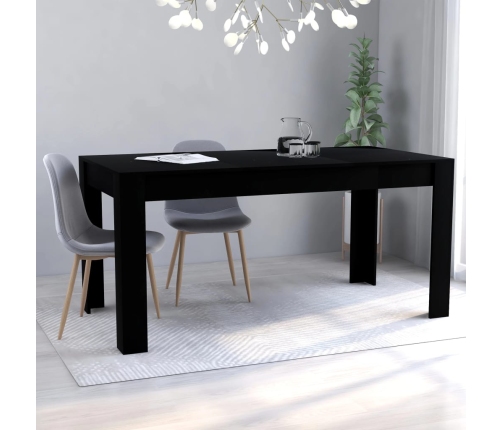 vidaXL Mesa de comedor de madera de ingeniería negra 160x80x76 cm