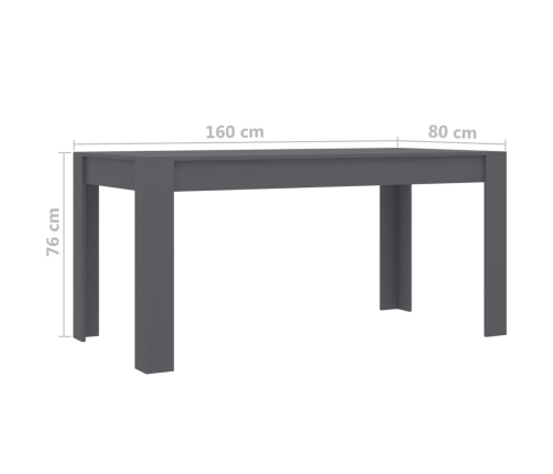 Mesa de comedor de madera de ingeniería gris 160x80x76 cm