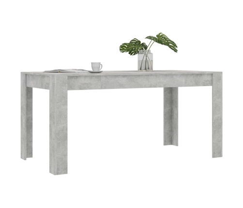 vidaXL Mesa de comedor madera de ingeniería gris hormigón 160x80x76 cm