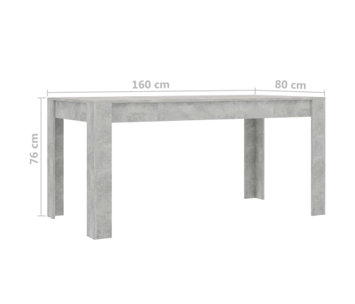 Mesa de comedor madera de ingeniería gris hormigón 160x80x76 cm