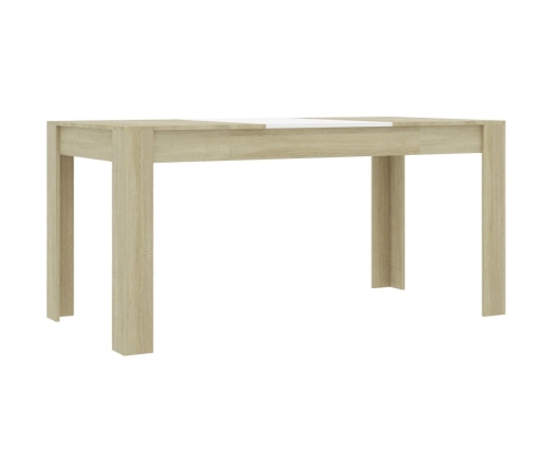 Mesa de comedor madera de ingeniería blanco/roble 160x80x76 cm