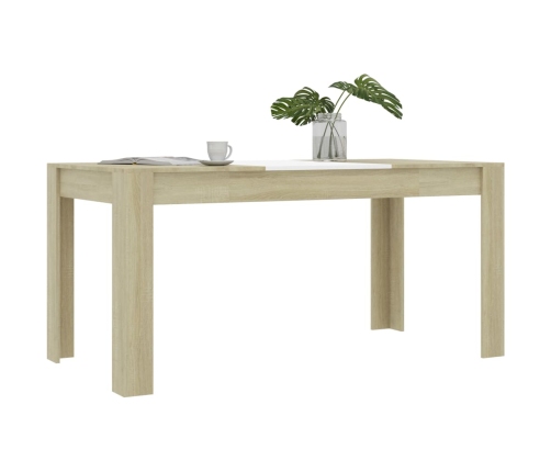 Mesa de comedor madera de ingeniería blanco/roble 160x80x76 cm