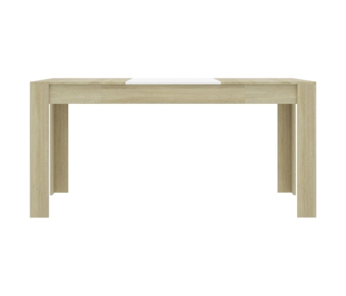 Mesa de comedor madera de ingeniería blanco/roble 160x80x76 cm