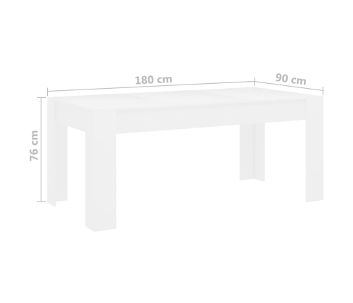 vidaXL Mesa de comedor madera contrachapada blanco 180x90x76 cm