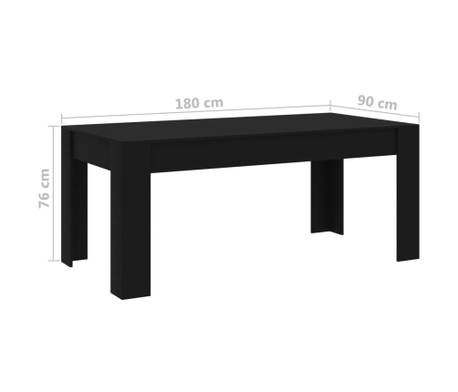 vidaXL Mesa de comedor de madera de ingeniería negro 180x90x76 cm