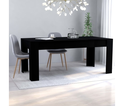 vidaXL Mesa de comedor de madera de ingeniería negro 180x90x76 cm