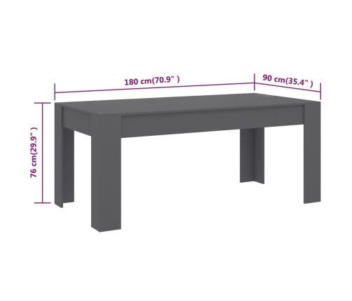 Mesa de comedor madera contrachapada gris 180x90x76 cm