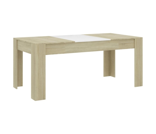 Mesa de comedor madera contrachapada blanco roble 180x90x76 cm