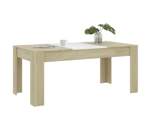 Mesa de comedor madera contrachapada blanco roble 180x90x76 cm