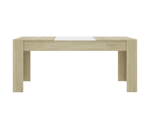 Mesa de comedor madera contrachapada blanco roble 180x90x76 cm