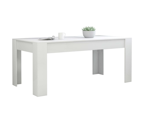 vidaXL Mesa de comedor madera contrachapada blanco brillo 180x90x76 cm