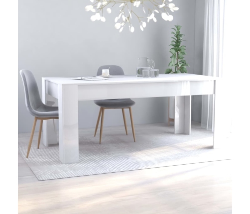 vidaXL Mesa de comedor madera contrachapada blanco brillo 180x90x76 cm