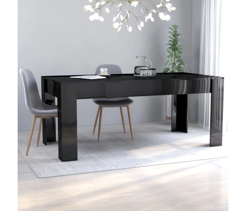 Mesa de comedor madera de ingeniería negro brillo 180x90x76 cm