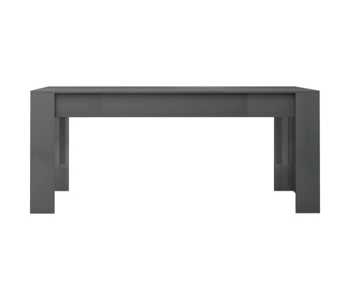 Mesa de comedor madera contrachapada gris brillo 180x90x76 cm