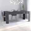 Mesa de comedor madera contrachapada gris brillo 180x90x76 cm