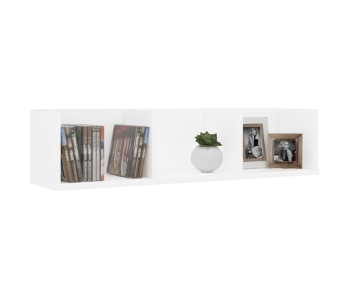 vidaXL Estante de pared para CD madera contrachapada blanco 75x18x18cm