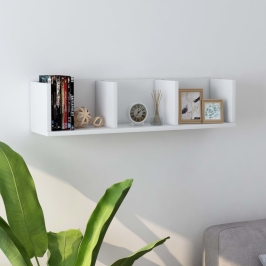Estante de pared para CD madera contrachapada blanco 75x18x18cm