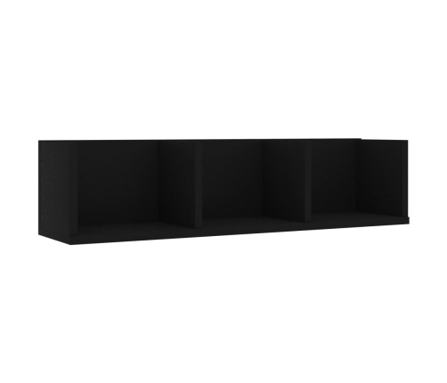 vidaXL Estante de pared para CD madera contrachapada negro 75x18x18cm