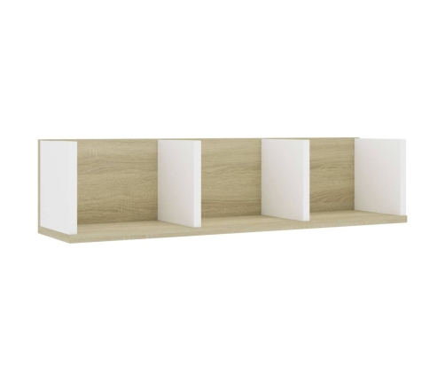 Estante pared CD madera contrachapada blanco roble 75x18x18cm