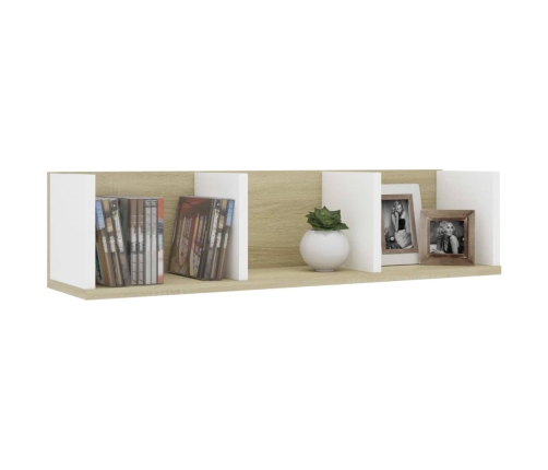 Estante pared CD madera contrachapada blanco roble 75x18x18cm