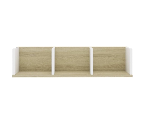 Estante pared CD madera contrachapada blanco roble 75x18x18cm