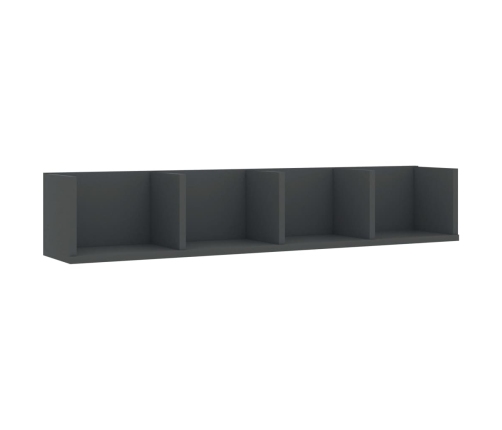 Estante de pared para CD madera contrachapada gris 100x18x18 cm