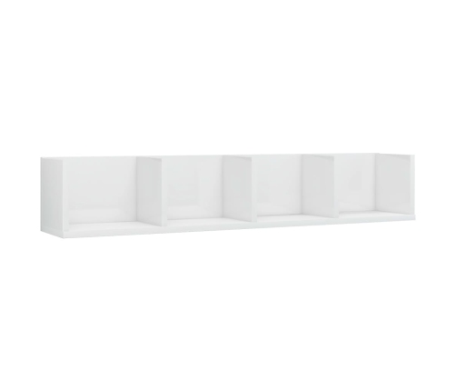 Estantería de pared CD contrachapada blanco brillo 100x18x18 cm