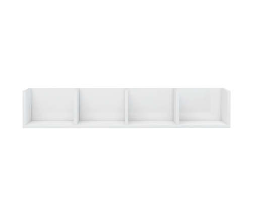 Estantería de pared CD contrachapada blanco brillo 100x18x18 cm