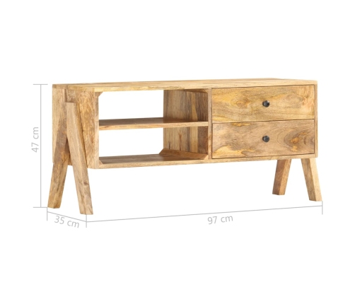 Mueble para TV de madera maciza de mango 97x35x47 cm