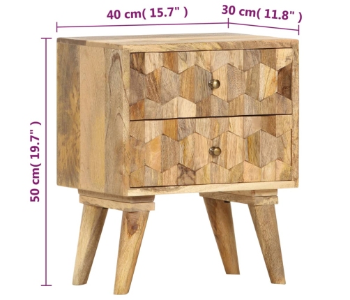 Mesita de noche de madera maciza de mango 40x30x50 cm