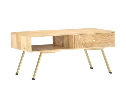 Mesa de centro de madera maciza de mango 95x50x42 cm