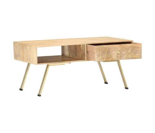 Mesa de centro de madera maciza de mango 95x50x42 cm