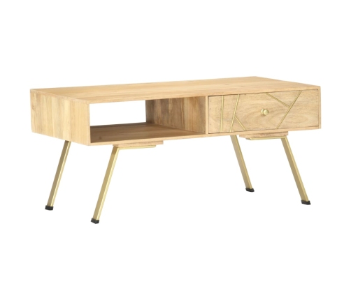 Mesa de centro de madera maciza de mango 95x50x42 cm