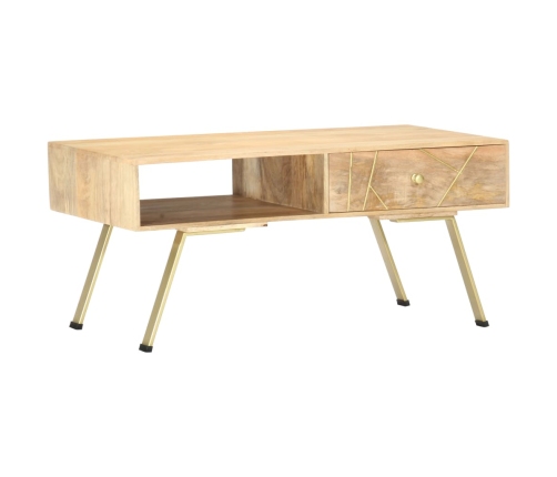 Mesa de centro de madera maciza de mango 95x50x42 cm