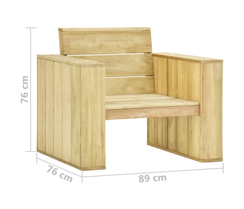 Silla de jardín de madera de pino impregnada 89x76x76 cm