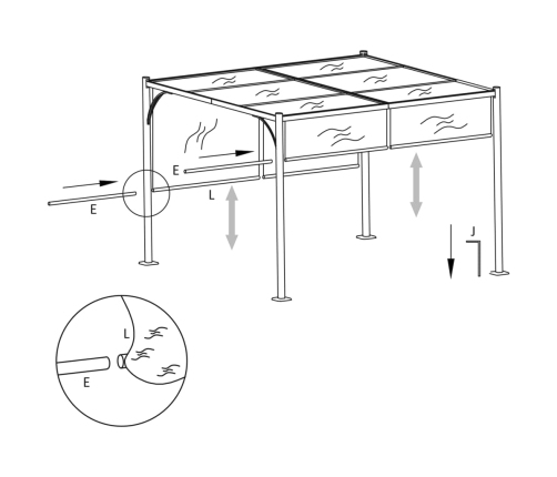 Pérgola con tejado ajustable acero color blanco crema 3x3 m