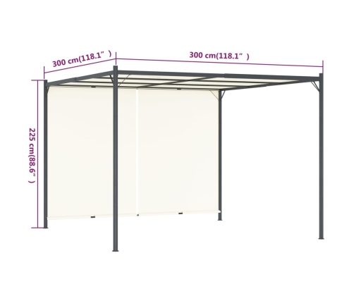 Pérgola con tejado ajustable acero color blanco crema 3x3 m