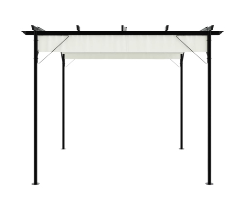 Pérgola con tejado retráctil acero color blanco crema 3x3 m