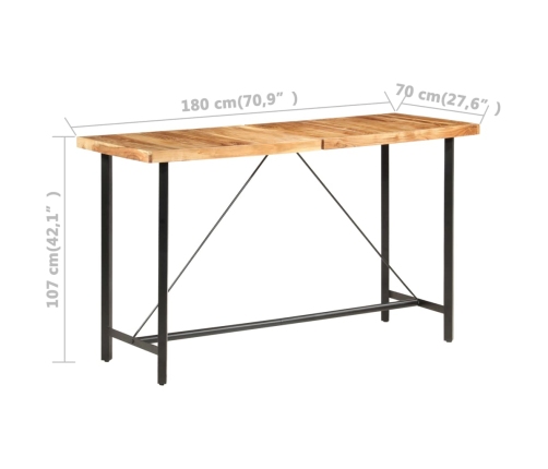 Mesa alta de cocina de madera maciza de acacia 180x70x107 cm