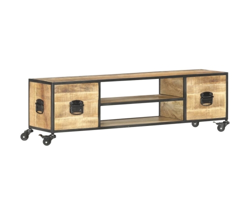 Mueble de TV de madera maciza de mango 130x30x39 cm