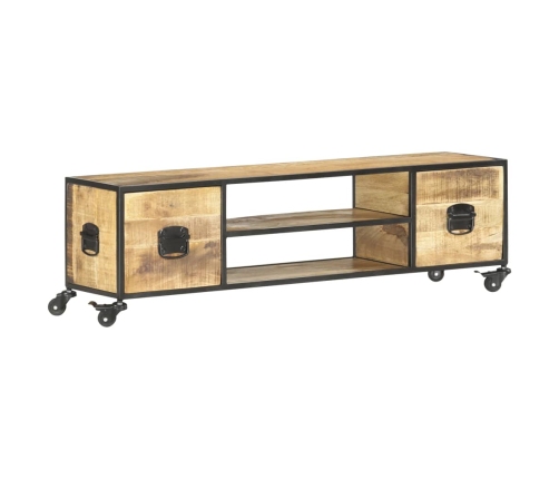 Mueble de TV de madera maciza de mango 130x30x39 cm