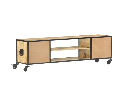 Mueble de TV de madera maciza de mango 130x30x39 cm