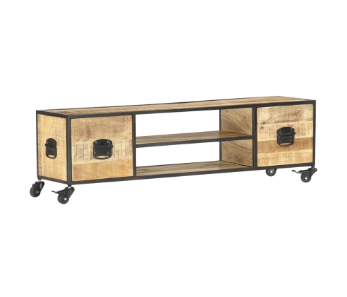 Mueble de TV de madera maciza de mango 130x30x39 cm