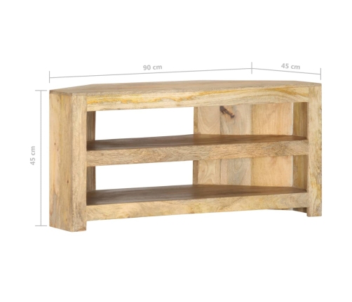 Mueble esquinero para TV de madera maciza de mango 90x45x45 cm