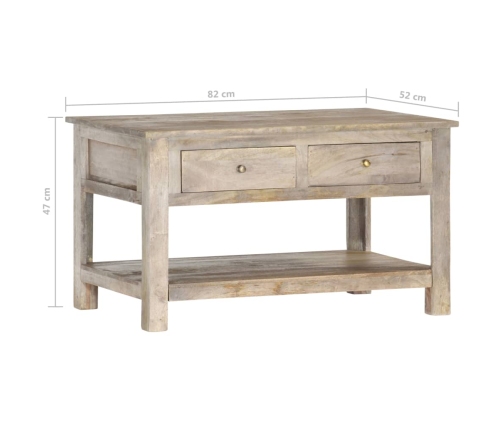 Mesa de centro de madera maciza de mango 82x52x47 cm