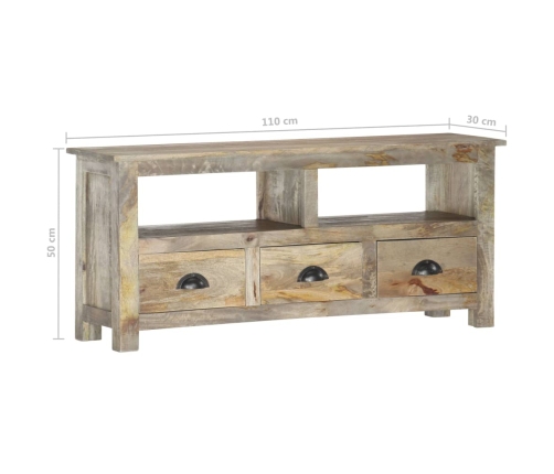 Mueble de TV de madera maciza de mango 110x30x50 cm