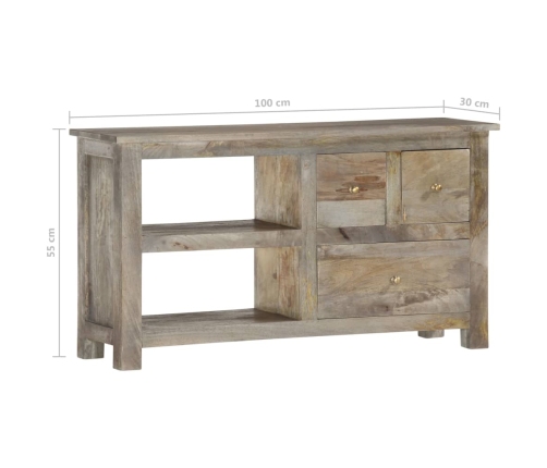Mueble de TV de madera maciza de mango 100x30x55 cm