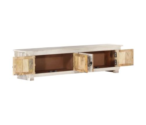 Mueble de TV de madera maciza de mango blanco 140x30x35 cm