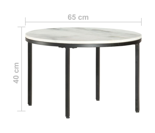 Mesa de centro mármol macizo auténtico blanco y negro Ø65 cm